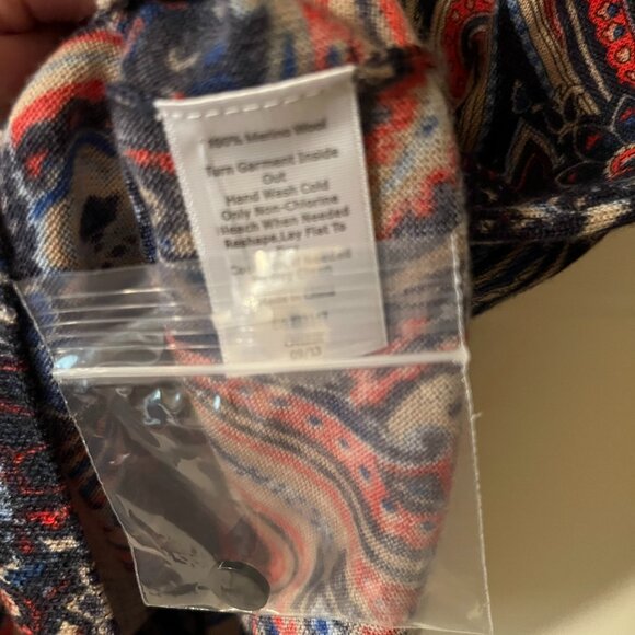 Talbots NWT Pure Merino Wool Cardi Paisley 1X Long-Sleeve - Picture 3 of 6